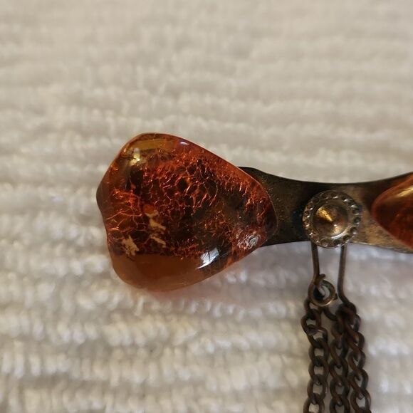 Vintage authentic amber brooch pin from Lithuania - Picture 2 of 9